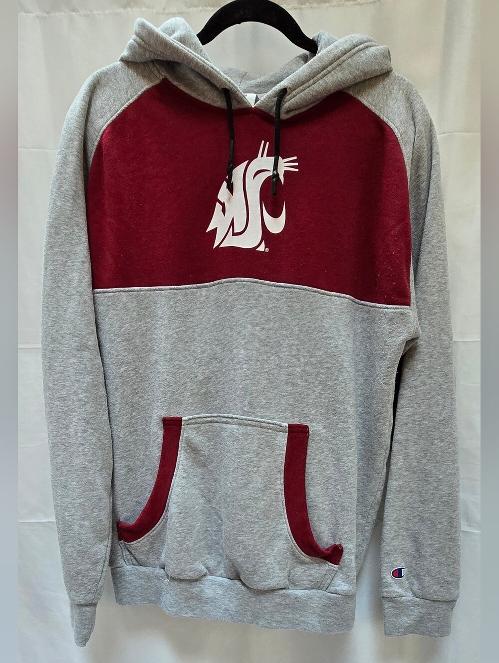 Champion WSU Washington State Cougars Hoodie Size Medium Gray Crimson